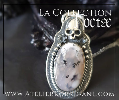 Pendentif Noctae en Agate Dendritique et Argent Korrigane