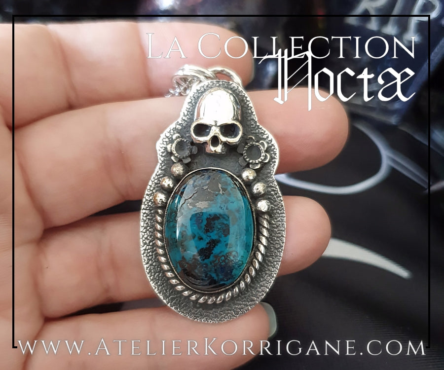 Pendentif Noctae en Chrysocolle et Argent Korrigane