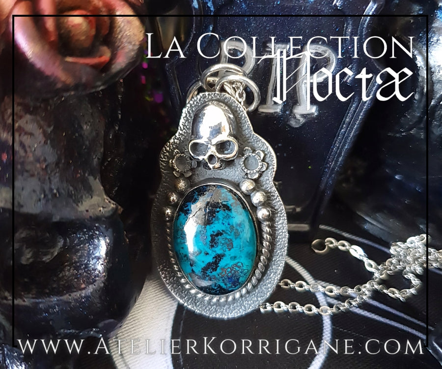 Pendentif Noctae en Chrysocolle et Argent Korrigane