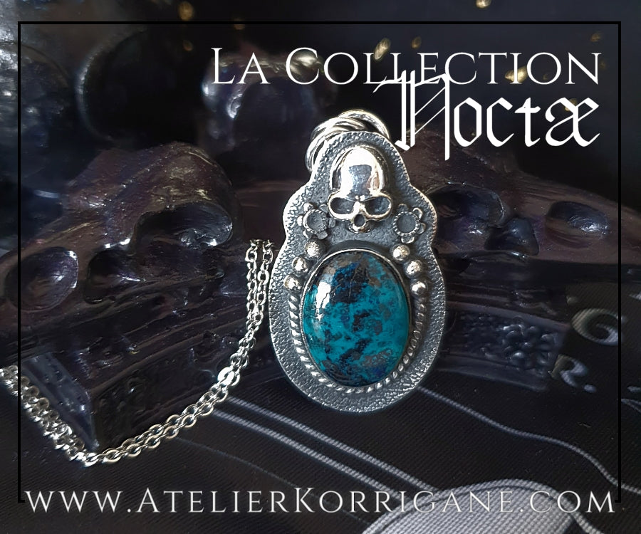 Pendentif Noctae en Chrysocolle et Argent Korrigane