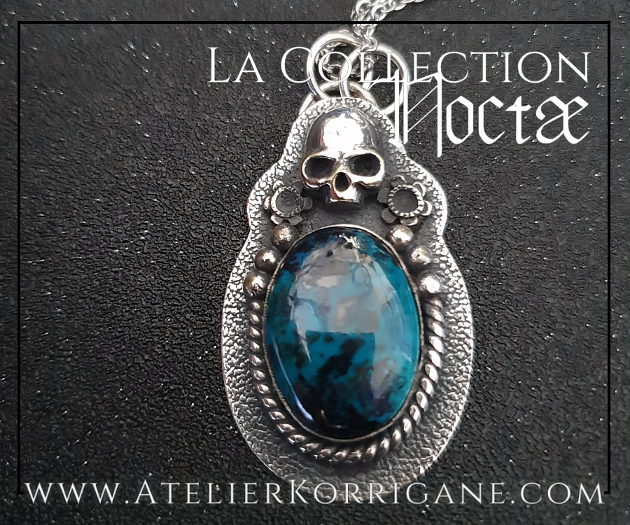 Pendentif Noctae en Chrysocolle et Argent Korrigane