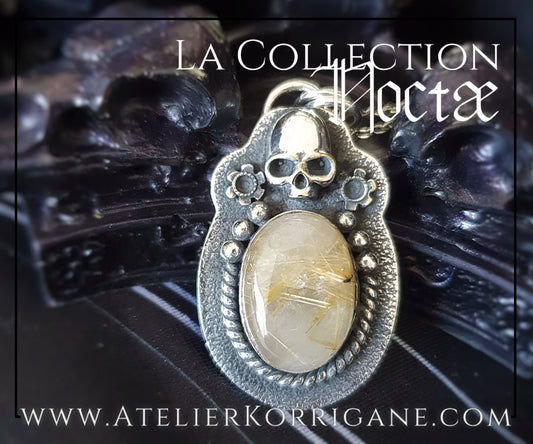 Pendentif Noctae en Quartz Rutile Doré et Argent Korrigane