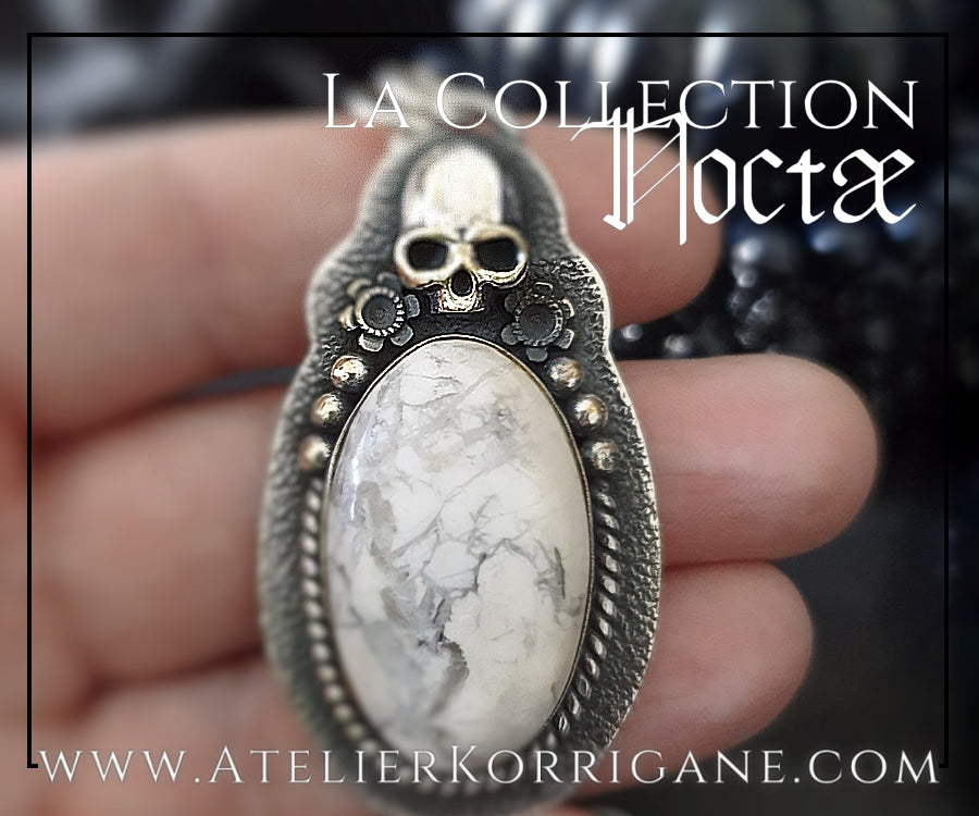 Pendentif Noctae en Howlite et Argent Korrigane