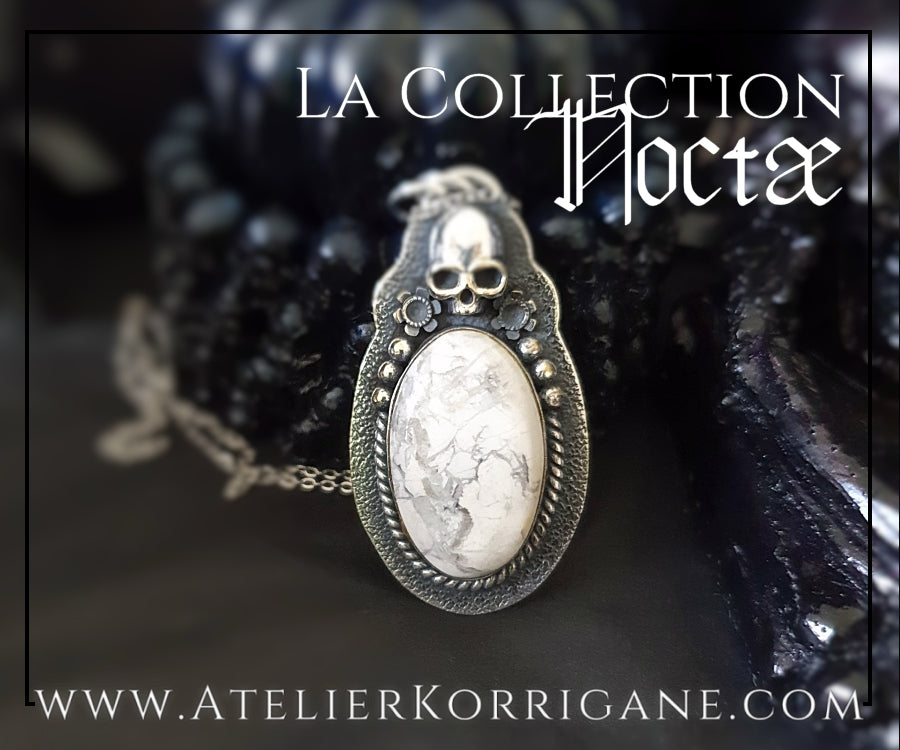 Pendentif Noctae en Howlite et Argent Korrigane