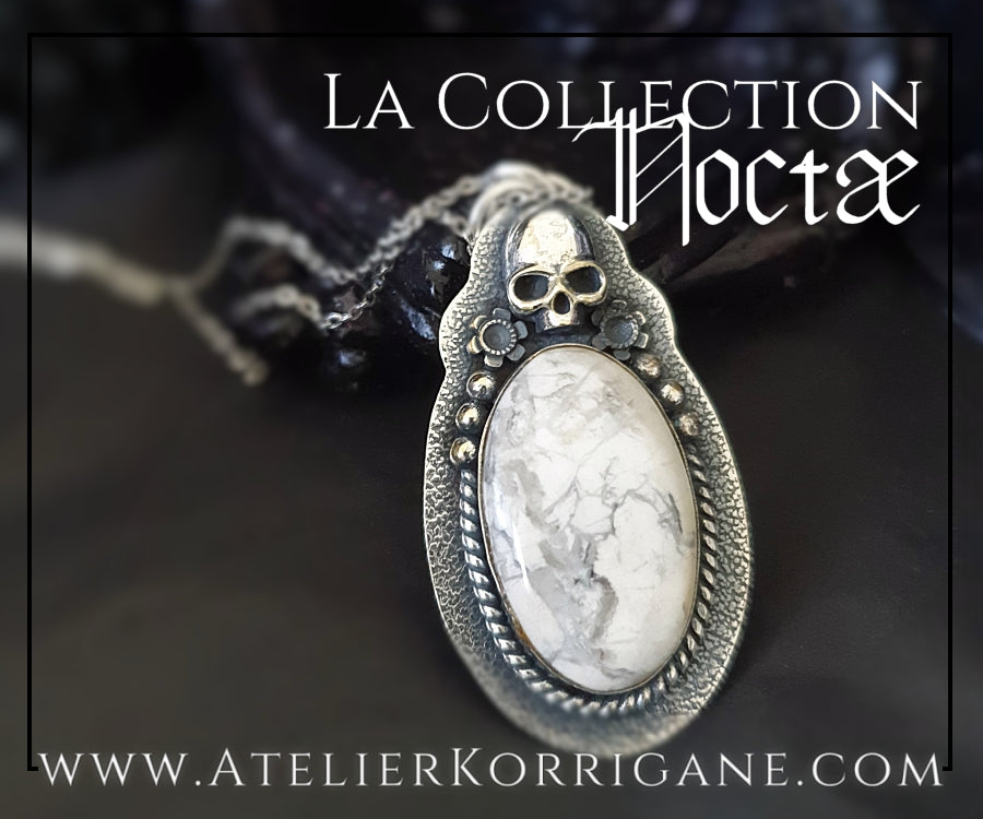 Pendentif Noctae en Howlite et Argent Korrigane