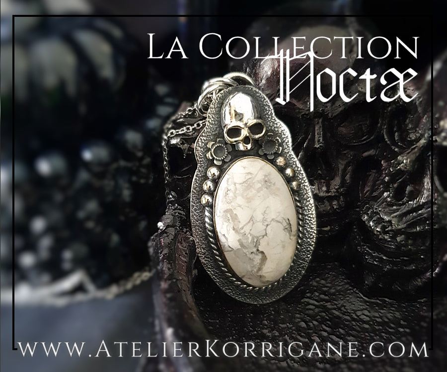 Pendentif Noctae en Howlite et Argent Korrigane