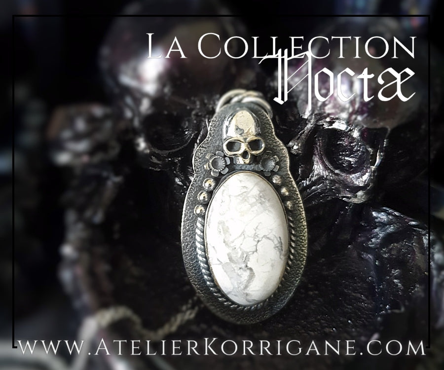 Pendentif Noctae en Howlite et Argent Korrigane