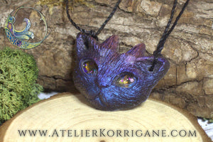 Pendentif Petit Chat Faun Violet Korrigane